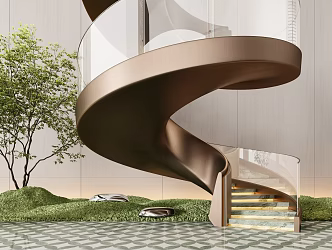 CCD Hotel Stairs Rotating Stairs Shaped Stairs Corner Stairs Villa Stairs 3d model
