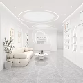 Deluxe Hair And Beauty Salon With Care Products Display Shelves Modern Interior Treatment Area