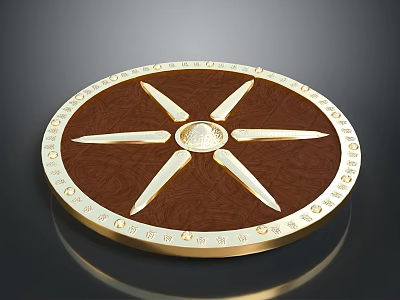 Medieval Brown Shield With Golden Star Shaped Design And Decorative Edge 3d model