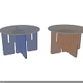 Modern Round Transparent Coffee Tables With Gradient Color Frames And Sleek Design 3d model