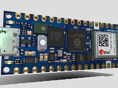 Iblox K26 Electronic Circuit Board With Chips Gold Pins And Connectors 3d model
