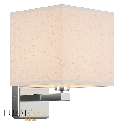 Modern Wall Light With Beige Fabric Shade And Chrome Metal Bracket 3d model