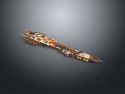 Elongated Industrial Metal Structure Featuring Mechanical Components And Detailed Construction Design 3d model