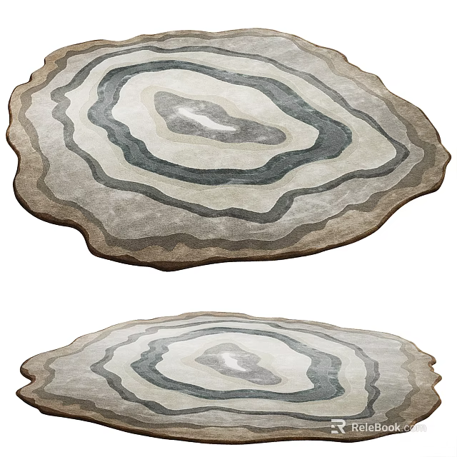 Stylish Rugs With Unique Layered Circular Patterns In Neutral Tones 3d model 