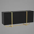 Modern Black Sideboard With Gold Trim And Sleek Cabinet Design