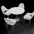 Modern White Round Negotiation Table And Backrest Chairs With Minimalist Metal Legs Design