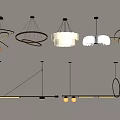 Modern Artistic Pendant Lights with Geometric Circular and Linear Shape Designs 3d model