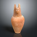 Ancient Egyptian Style Sculpture Carving With Jackal Head And Vase Shape Terracotta Material