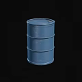 Industrial Blue Metal Barrel With Circular Hoops Isolated On Black Background
