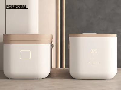 Modern Kitchen Appliances With White Exterior Beige Lid Digital Display And Minimalist Design 3d model