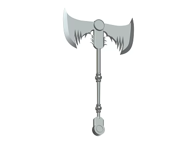 Medieval Double Bladed Battle Axe With Ornate Metal Handle And Decorative Blades 3d model