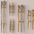 Golden Brass Door Handles With Artistic Unique Shapes For Home Furniture Decor
