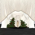 Elegant Photo Spot With White Draped Curtains Crystal Chandeliers And Christmas Trees