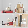 Elegant Decorative Ornaments Set With Wooden Shelves Cosmetic Bottles And Storage Boxes
