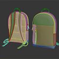 Light Beige Leather Backpacks With Front Zip Pocket And Mesh Back Panel Design 3d model