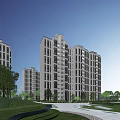 Modern Multiple Floor Residential Building With White Facade And Surrounding Green Trees Lawns