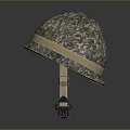 Camouflage Military Helmet with Bullets Attached on Side and Adjustable Straps with Chin Support