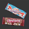 Red And Blue Croccante Chocolate Snack Packaging With Milk Illustrations And Chips