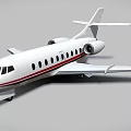 White Private Jet With Red Stripe Sleek Exterior And Modern Design