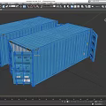 Industrial Equipment Blue Shipping Containers With Two Units Open Door Featuring Interior View