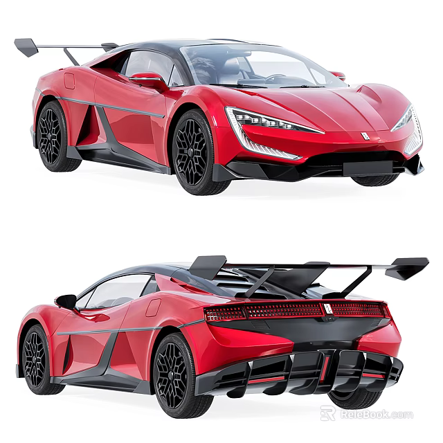 Red Sports Car With Sleek Aerodynamic Design And Stylish Look 3d model 