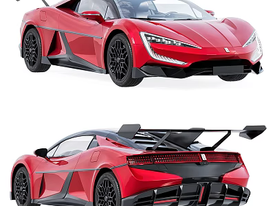 Red Sports Car With Sleek Aerodynamic Design And Stylish Look 3d model