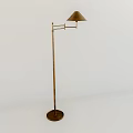 Brass Floor Lamp With Adjustable Arm And Conical Shade For Modern Interior 3d model