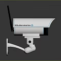 GlobalSecurityPro White Wireless Computer Surveillance Camera With Dual Antennas And Mount Bracket 3d model