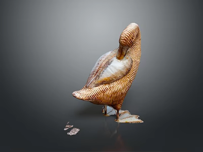 Artistic Bird Sculpture Carving With Woven Texture And Reflective Base 3d model