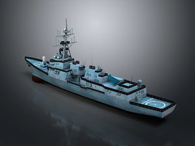 Modern Military Warship 3D Model With Detailed Antenna And Deck Structure 3d model