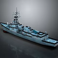 Modern Military Warship 3D Model With Detailed Antenna And Deck Structure
