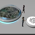 Commercial Interactive Round Table Display Equipment Featuring 3D City Model And Illuminated Edge 3d model