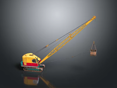 Yellow and Red Tracked Industrial Crane with Extended Boom Lifting Heavy Load 3d model