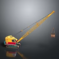 Yellow and Red Tracked Industrial Crane with Extended Boom Lifting Heavy Load