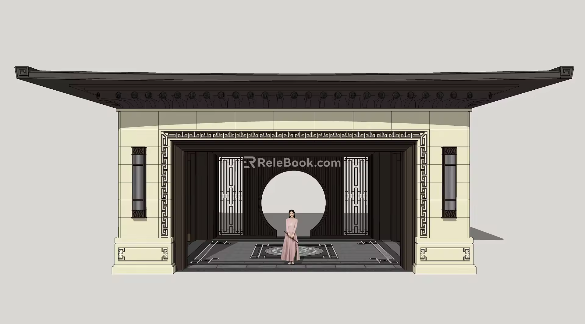 new chinese style gate 3d model