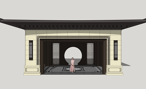 new chinese style gate 3d model