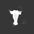 Artistic White Bull Head Sculpture Carving With Pedestal Base Design