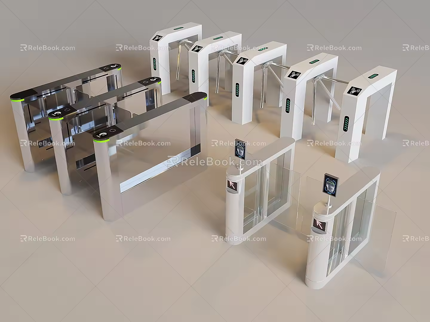 Automatic induction entrance guard gate security device security gate public equipment 3d model