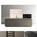 Modern Kitchen Interior With Sleek Gray Cabinets Countertop And Built in Appliances