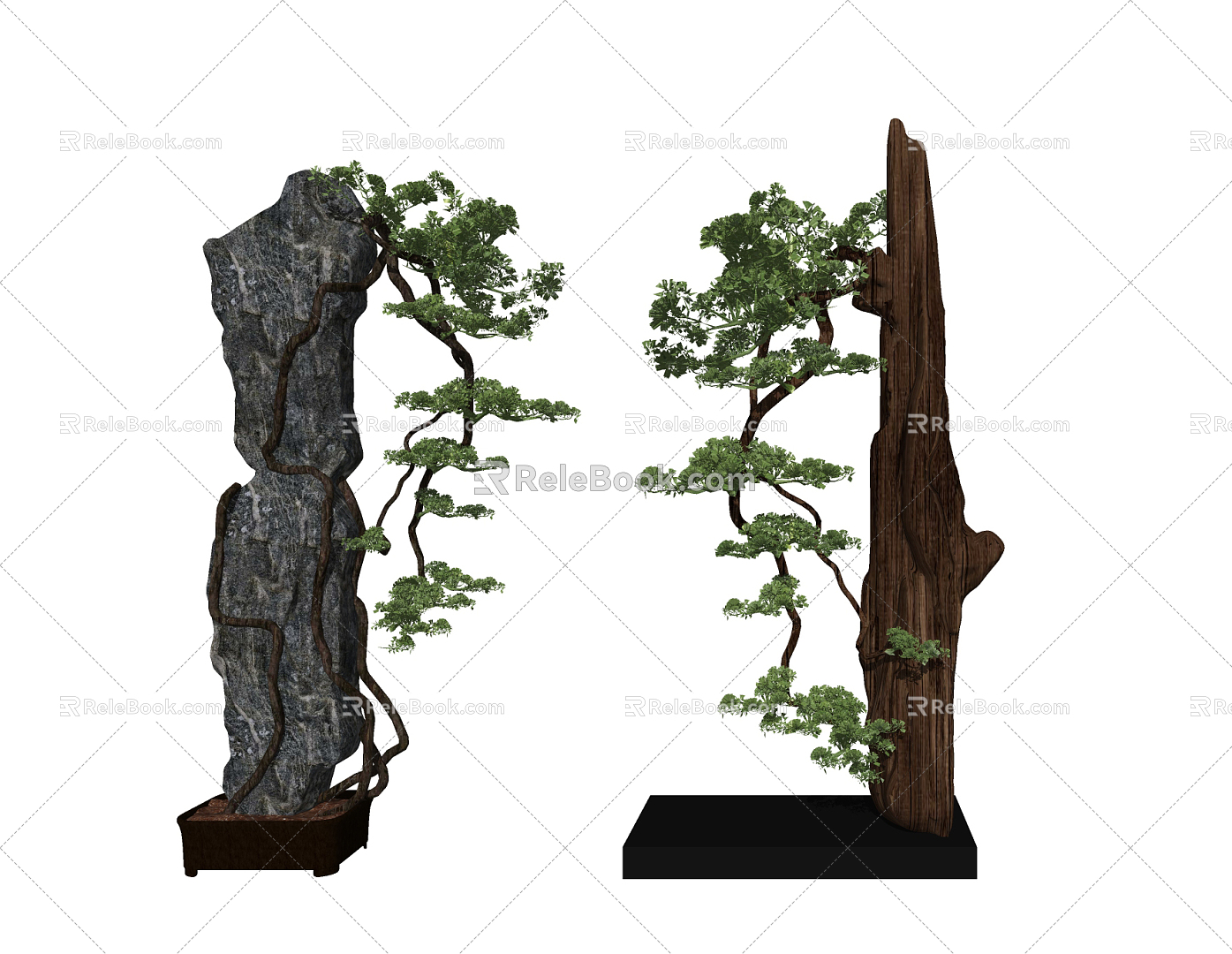 Chinese pine pine mountain stone landscape model