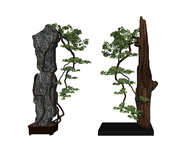 Chinese pine mountain stone landscape model