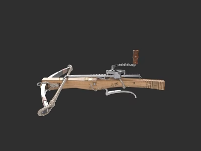 Tactical Wooden Crossbow With Metal Firing Mechanism And Chain Trigger Design 3d model
