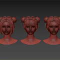 Three Female Head Models With Blonde Bun Hairstyles And Different Bangs