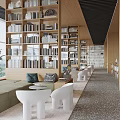 Modern Library Bookstore Library Reading Area 3d model