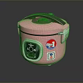 Pink Rice Cooker With Round Design Handle Control Panel And Brand Stickers