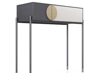 Modern Entryway Console Table With Sleek Metal Legs And Circular Accents 3d model
