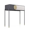 Modern Entryway Console Table With Sleek Metal Legs And Circular Accents