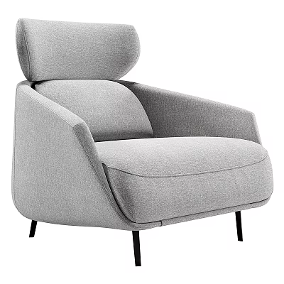 Comfortable Gray Fabric Single Sofa With Modern Design And Black Legs 3d model