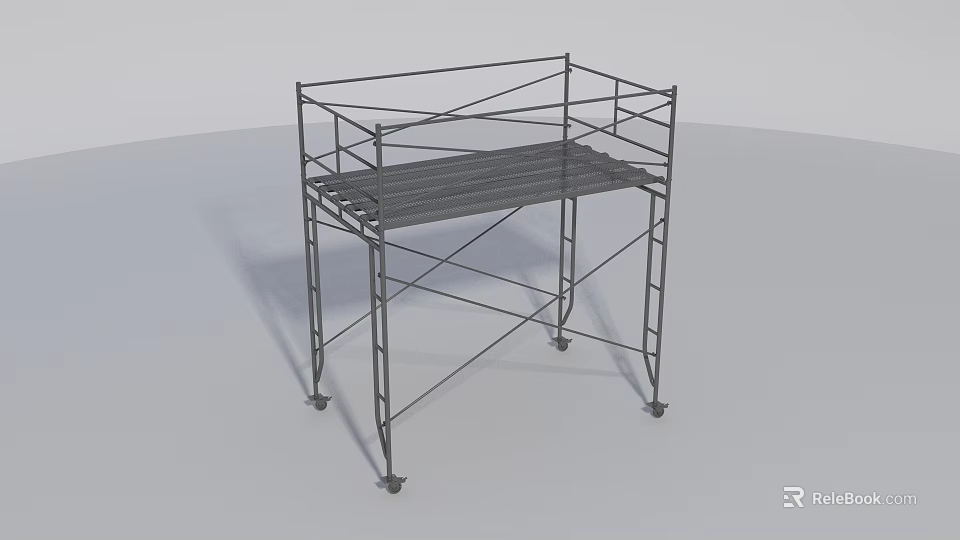 Sturdy Scaffolding Metal Frame Construction Tool With Wheels And Platform 3d model 