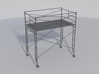 Sturdy Scaffolding Metal Frame Construction Tool With Wheels And Platform 3d model